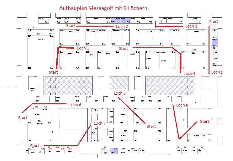 Aufbauplan Bürogolf Messegolf